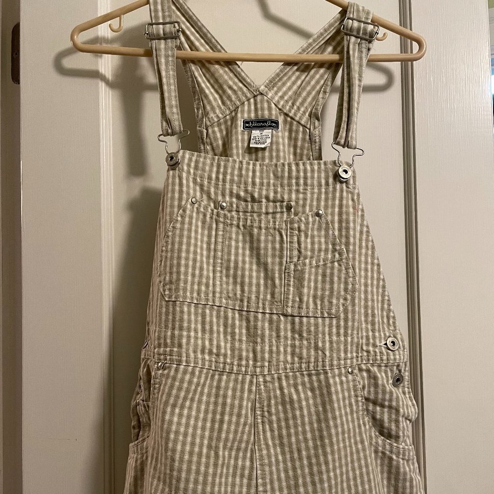 Vintage Beige Check Shorteralls